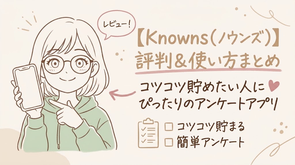 【Knowns（ノウンズ）】評判＆使い方まとめ｜コツコツ貯めたい人にぴったりのアンケートアプリ