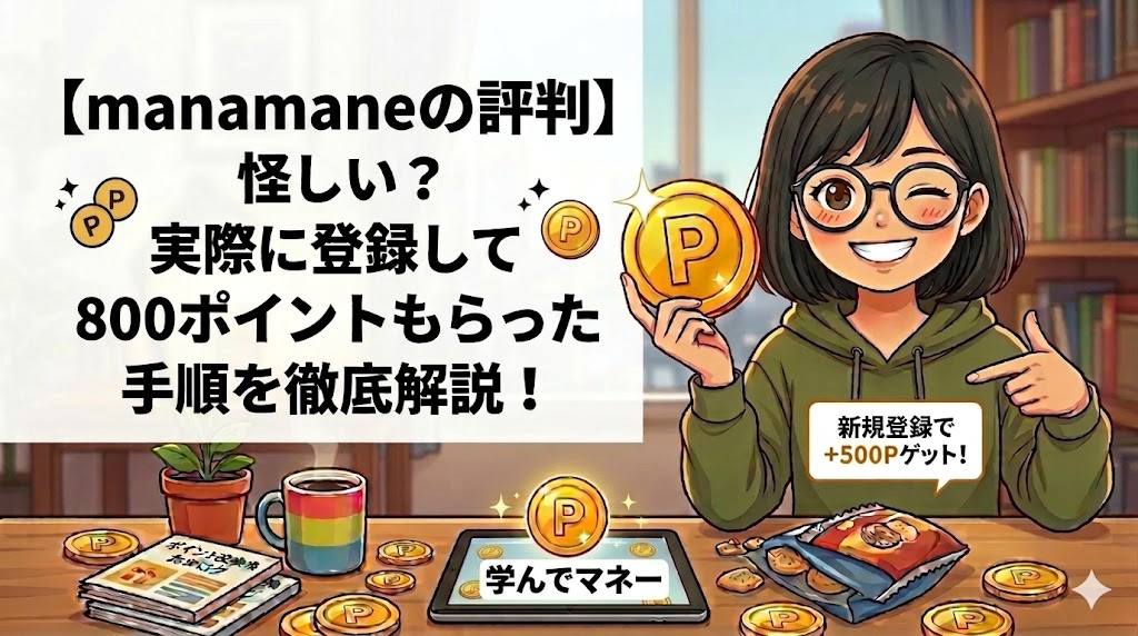 【学んでマネーmanamaneの評判】怪しい？実際に登録して800ポイントもらった手順を徹底解説！